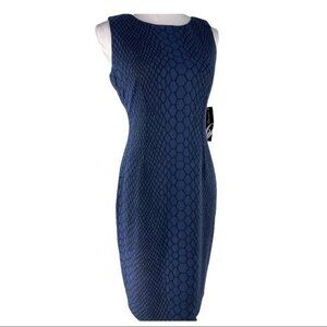 Nine West Women's NWT Blue On‎ The Town Snakeskin Print Siren Career Dress 6/C34